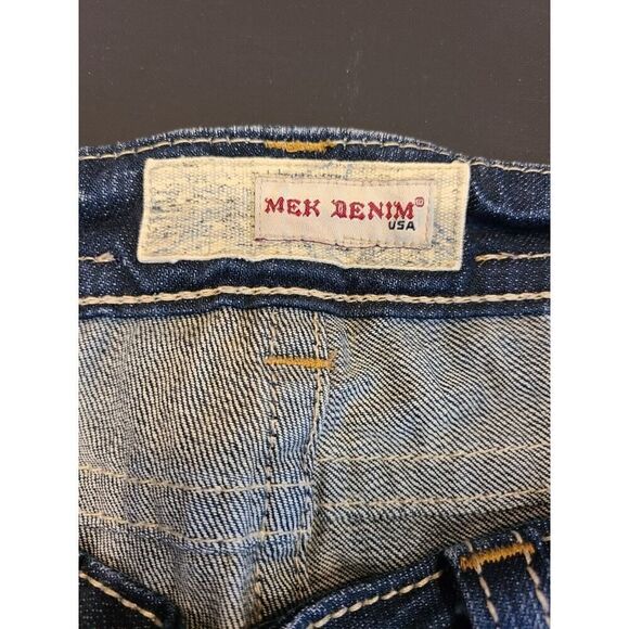 MEK Jeans Denim DARK Blue OAXACA Jeans, Boot Cut By Miss Me | 28 Big Stitch EUC - Picture 6 of 15